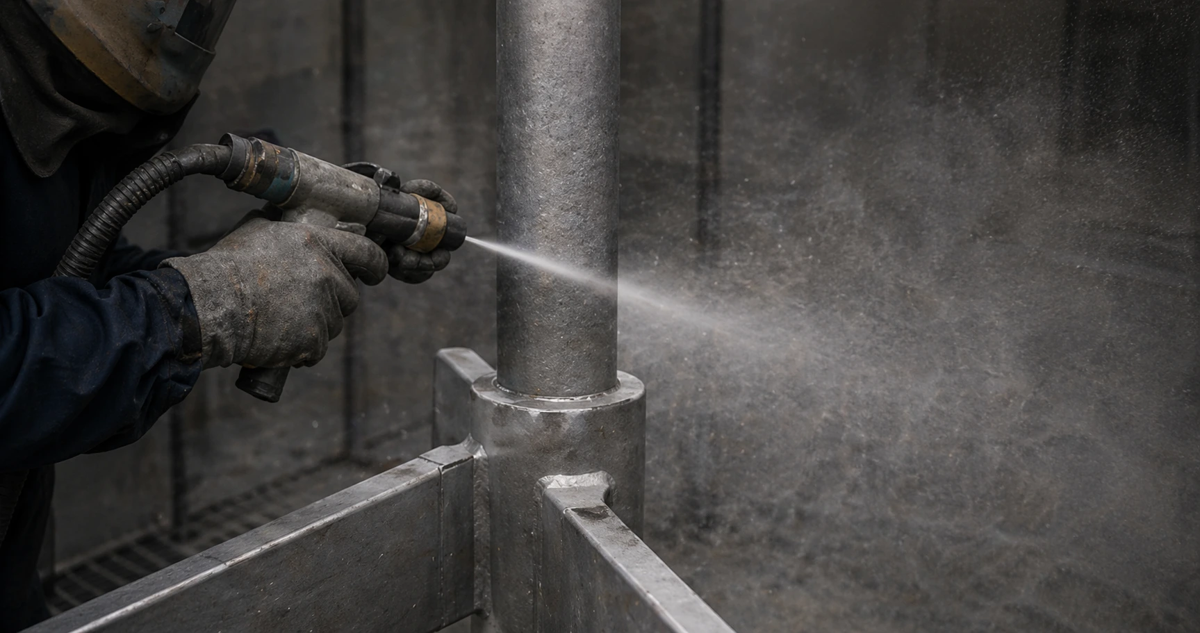 serviceman on industrial tank