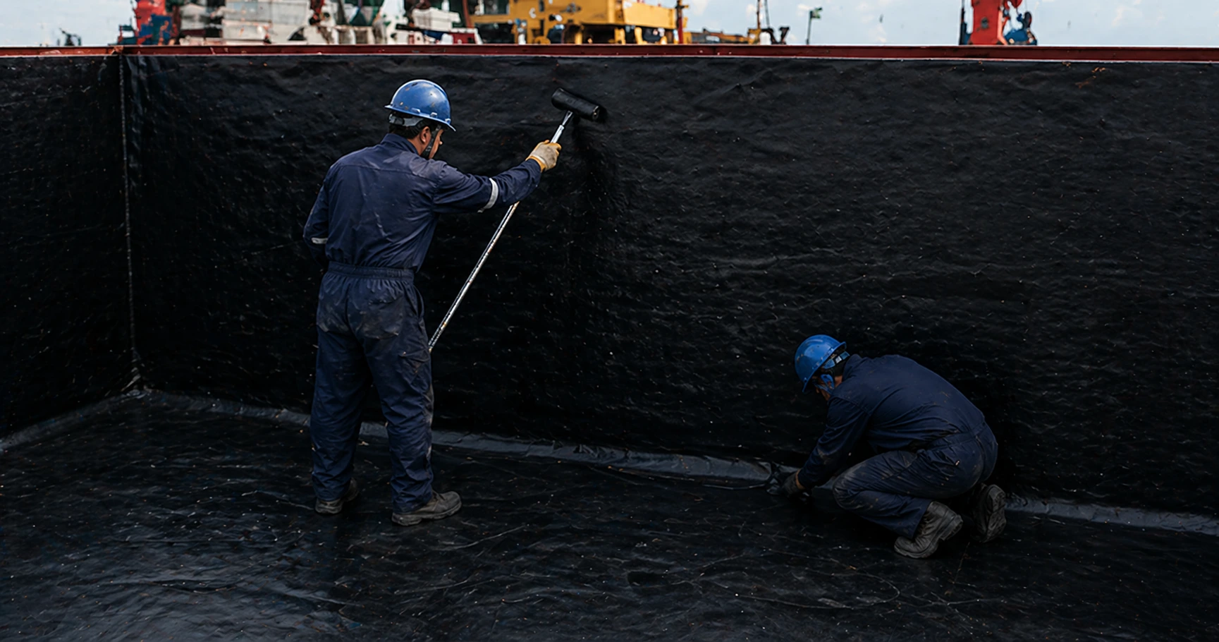 serviceman on industrial tank