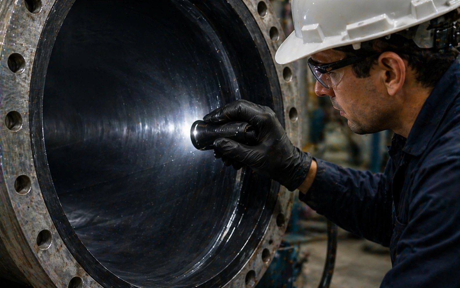 serviceman on industrial tank
